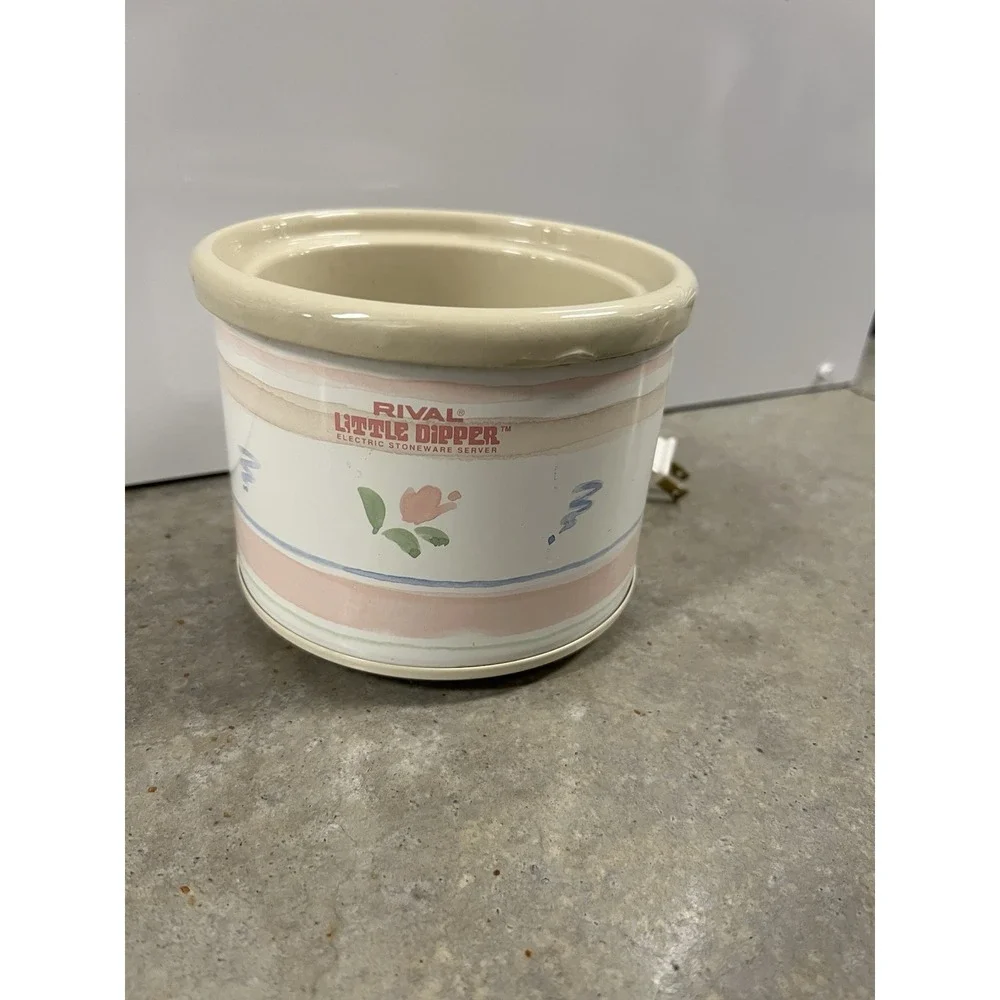 Rival Crockpot - Little Dipper - Pastel Floral Design - Vintage 1991 -‎ No Lid